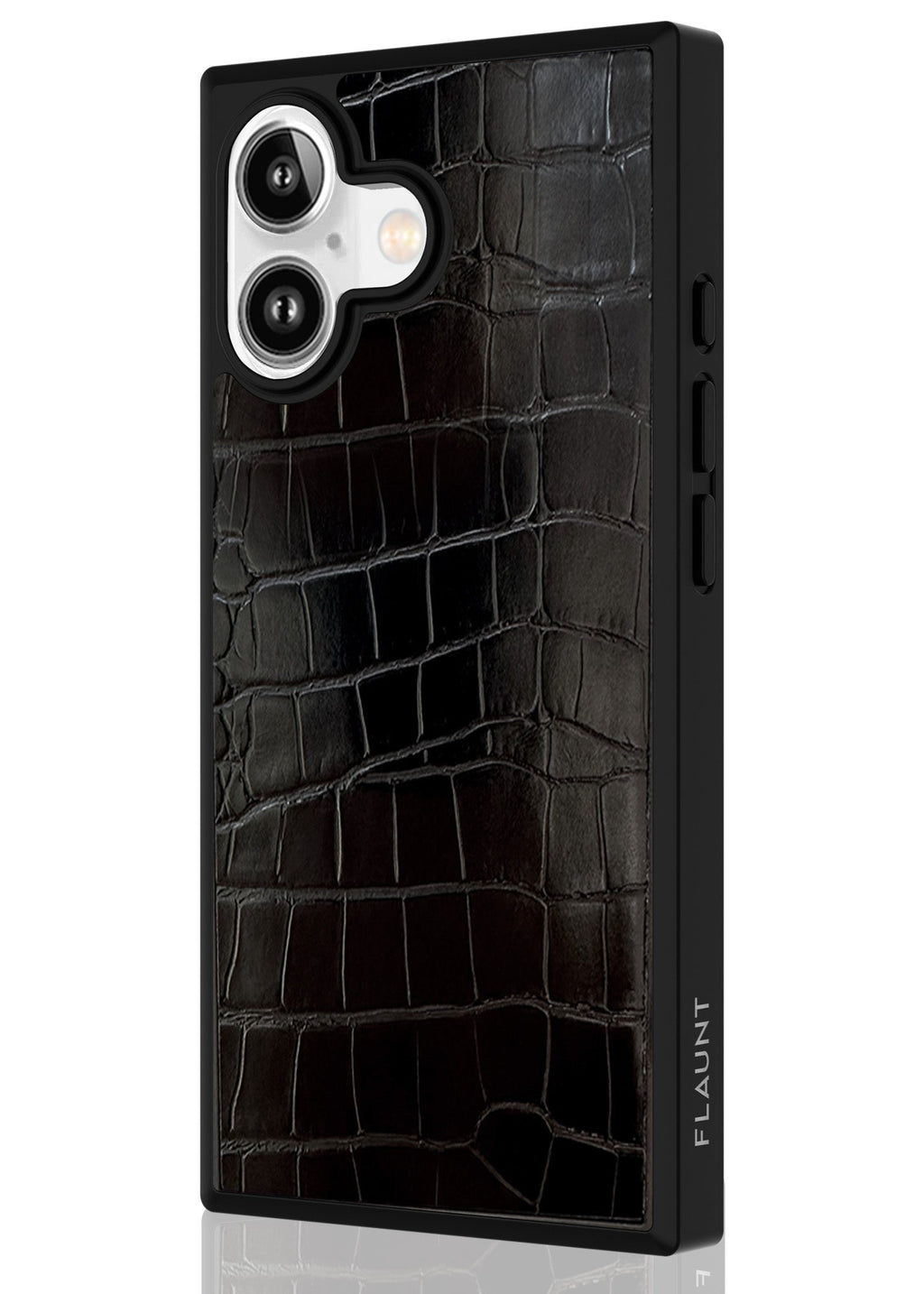 SQUARE® Black Crocodile Faux Leather iPhone Case