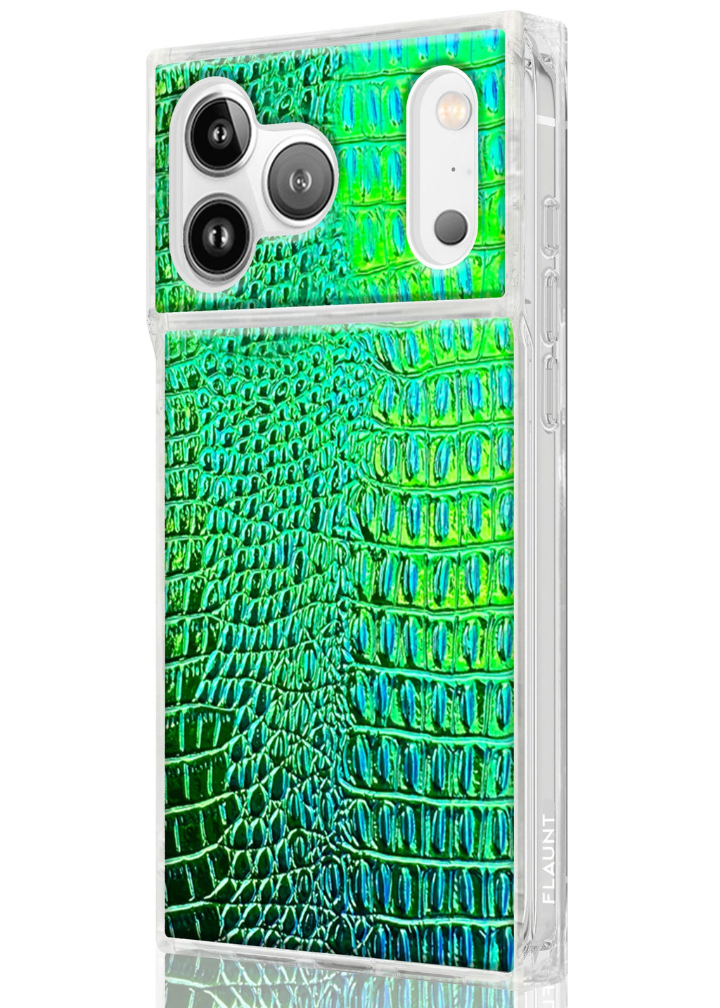 SQUARE® Green Iridescent Crocodile Faux Leather iPhone Case
