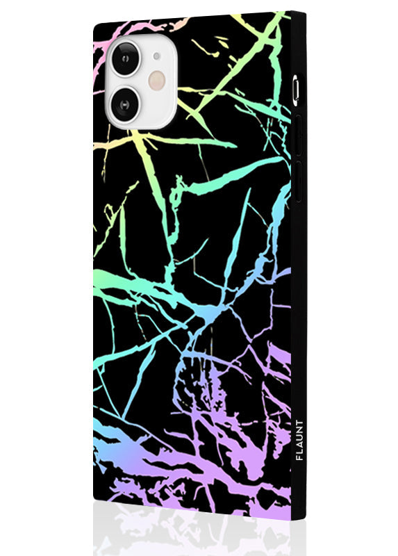 SQUARE® Holographic Black Marble iPhone Case