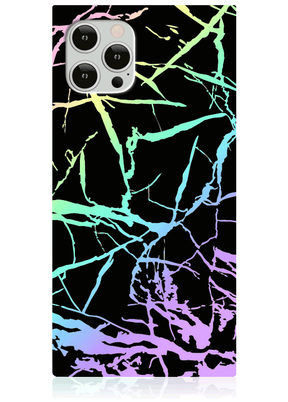 SQUARE® Holographic Black Marble iPhone Case
