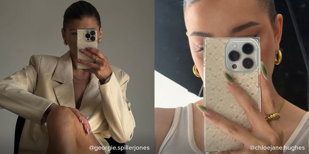 SQUARE® Ivory Ostrich Faux Leather iPhone Case