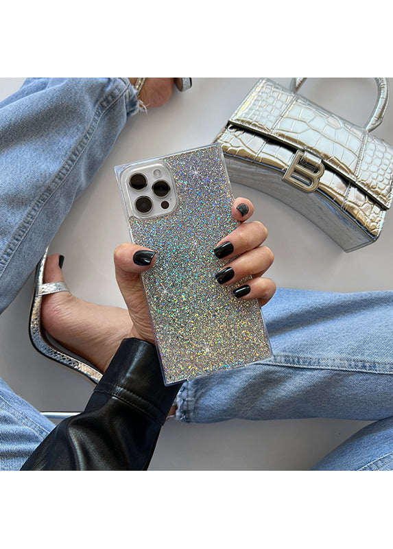 SQUARE® Silver Glitter iPhone Case