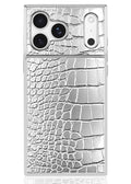 Elite Collection - SQUARE® Chromed Silver Faux Croc iPhone Case