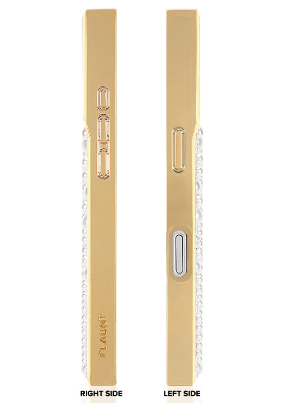 Elite Collection - SQUARE® Gold Metallic Embellished Faux Pearl iPhone Case (Not MagSafe Compatible)