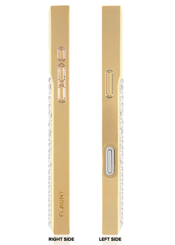 Elite Collection - SQUARE® Gold Metallic Embellished Faux Pearl iPhone Case (Not MagSafe Compatible)