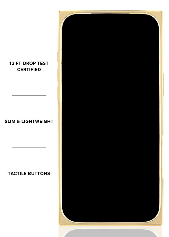 Elite Collection - SQUARE® Gold Metallic Embellished Faux Pearl iPhone Case (Not MagSafe Compatible)